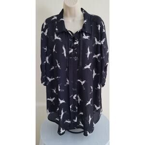 LOUISE PARIS Women's Poly Pull-over Print Top/Blouse--Sz 2X